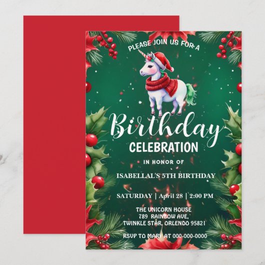 Schattigee eenhoorn Santa Christmas verjaardagssne Save The Date (Voorkant / Achterkant)