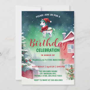 Schattigee eenhoorn Santa Christmas verjaardagssne Save The Date