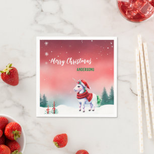 Schattigee eenhoorn Santa Christmas verjaardagssne Servet