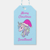 Schattigee Eenhoorn Santa Meisjes Roze Kerstmis Cadeaulabel (Voorkant)