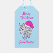 Schattigee Eenhoorn Santa Meisjes Roze Kerstmis Cadeaulabel (Achterkant)