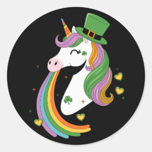 Schattigee eenhoorn Shamrock St Patricks Day Lepri Ronde Sticker