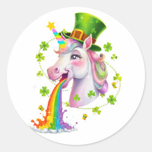 Schattigee eenhoorn Shamrock St Patricks Day Lepri Ronde Sticker