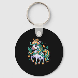 Schattigee Eenhoorn Shamrock St Patricks Day Meisj Sleutelhanger