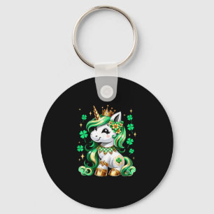 Schattigee Eenhoorn Shamrock St Patricks Day Meisj Sleutelhanger