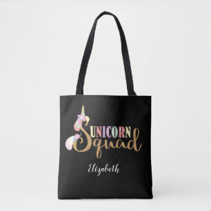 Schattigee Eenhoorn Squad Gouden Glitter Regenboog Tote Bag