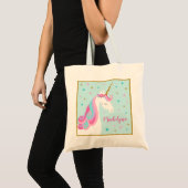 Schattigee eenhoorn sterren glitter aqua tote bag (Voorkant (product))
