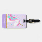 Schattigee eenhoorn sterren glitter Paarse Bagagelabel (Voorkant horizontaal)