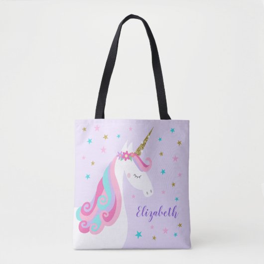 Schattigee eenhoorn sterren glitter Paarse Tote Bag (Voorkant)