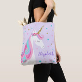 Schattigee eenhoorn sterren glitter Paarse Tote Bag (Dichtbij)