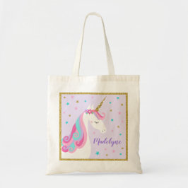 Schattigee eenhoorn sterren glitter Paarse Tote Bag