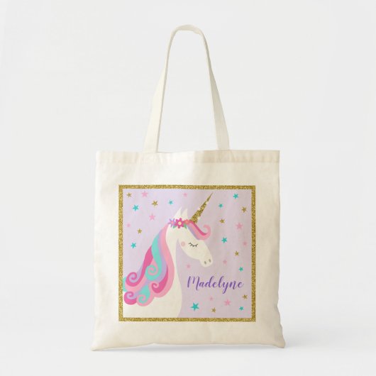 Schattigee eenhoorn sterren glitter Paarse Tote Bag (Voorkant)
