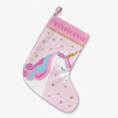 Schattigee eenhoorn sterren glitter roze kleine kerstsok (Voorkant (Hangend))