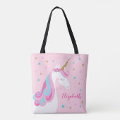 Schattigee eenhoorn sterren glitter roze tote bag (Achterkant)