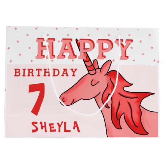 Schattigee Eenhoorn Sterren Happy Birthday Girl`s Groot Cadeauzakje (Achterkant)
