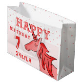 Schattigee Eenhoorn Sterren Happy Birthday Girl`s Groot Cadeauzakje (Voorkant Gekanteld)