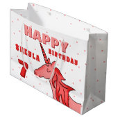 Schattigee Eenhoorn Sterren Happy Birthday Girl`s Groot Cadeauzakje (Voorkant Gekanteld)