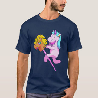 Schattigee Eenhoorn Stick Horses Hobby Horsing voo T-shirt
