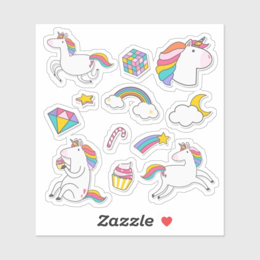 Schattigee eenhoorn Stickers - Whimsical Fantasy (Vel)