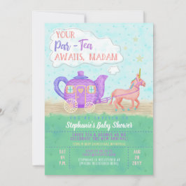 Schattigee Eenhoorn Tea Party Baby shower Uitnodig Kaart