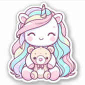 Schattigee eenhoorn teddybeer custom-cut vinyl Sti Sticker (Voorkant)
