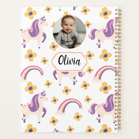 Schattigee eenhoorn terug naar school planner (Achterkant)