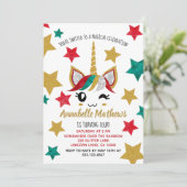 Schattigee Eenhoorn Thema Verjaardagsfeest Uitnodi Kaart (Staand voorkant)