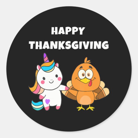 Schattigee Eenhoorn Turkije Thanksgivingen Ronde Sticker (Voorkant)