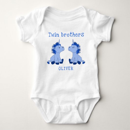 Schattigee Eenhoorn Twin Brothers Baby Bodysuit me (Voorkant)