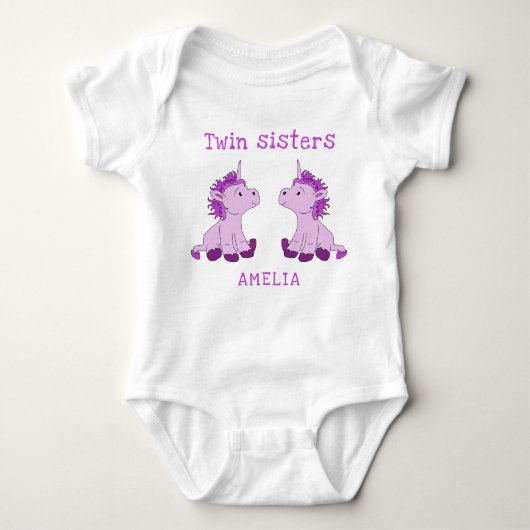 Schattigee Eenhoorn Twin Sisters Baby Bodysuit met (Voorkant)