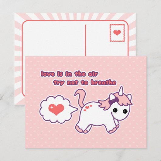 Schattigee Eenhoorn Valentijn Feestdagenkaart (Voorkant / Achterkant)