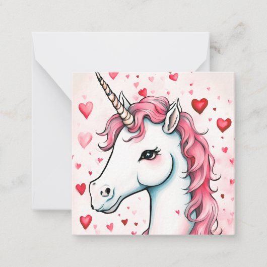 Schattigee Eenhoorn Valentijnsdag Kaarten Notitiekaartje (Voorkant)