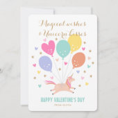 Schattigee Eenhoorn Valentijnsdag Kinder Klaslokaa Feestdagenkaart (Voorkant)