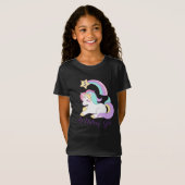 Schattigee Eenhoorn Verjaardag Custom Number Typog T-shirt (Voorkant volledig)