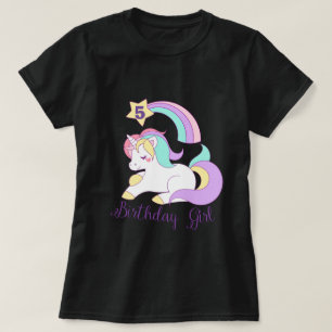 Schattigee Eenhoorn Verjaardag Custom Number Typog T-shirt