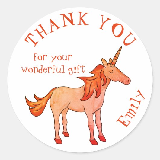 Schattigee Eenhoorn Verjaardag Dank u Ronde Sticker (Voorkant)
