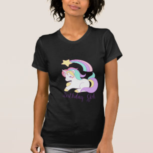 Schattigee Eenhoorn Verjaardag Meisje Trendy Typog T-shirt