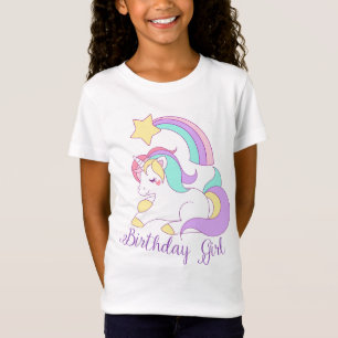 Schattigee Eenhoorn Verjaardag Meisje Trendy Typog T-shirt