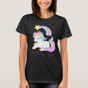 Schattigee Eenhoorn Verjaardag Meisje Trendy Typog T-shirt