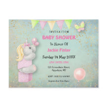 Schattigee Eenhoorn/Vlinders Baby shower Uitnodigi