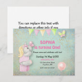 Schattigee eenhoorn / vlinders eerste verjaardagsu briefkaart (Voorkant / Achterkant)