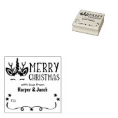 Schattigee Eenhoorn Vrolijk Kerstfeest Rubberstempel (Gestempeld)