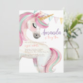 Schattigee eenhoorn Waterverf glitter verjaardag Kaart (Staand voorkant)