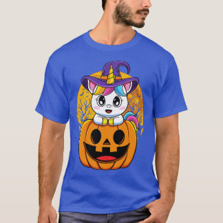 Schattigee Eenhoorn WItchy O Lantaarn Pompoen Hall T-shirt