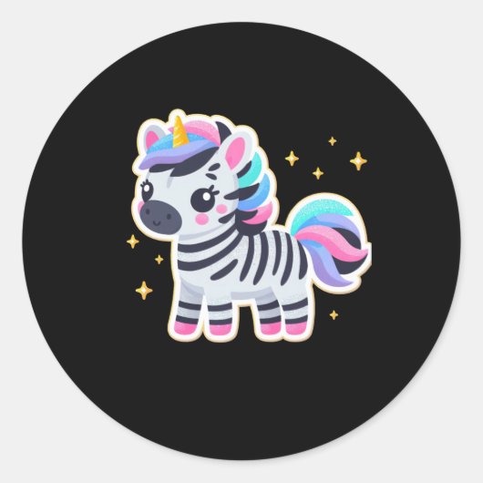 Schattigee Eenhoorn Zebra Sticker (Voorkant)