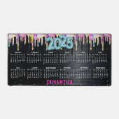 Schattigee Eenhoorn Zwart Glitter Verjaardagsmonog Bureaumat (Voorkant)