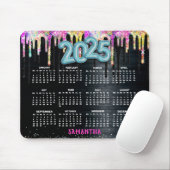 Schattigee Eenhoorn Zwart Glitter Verjaardagsmonog Muismat (Met muis)