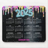 Schattigee Eenhoorn Zwart Glitter Verjaardagsmonog Muismat (Voorkant)