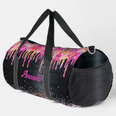 Schattigee eenhoorn zwart glitter verjaardagsmonog plunjezak (Rechterhoek)