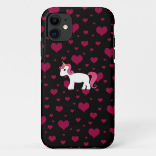 Schattigee eenhoorn zwart roze hartjes Case-Mate iPhone case